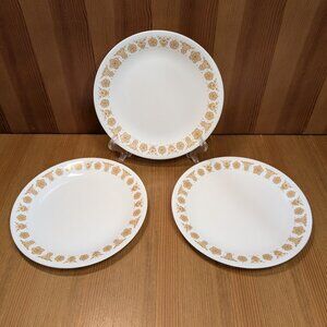 Lot of 3 Corelle BUTTERFLY GOLD Luncheon/Salad Plates 8 1/2 Inch 8.5" Set - VGUC